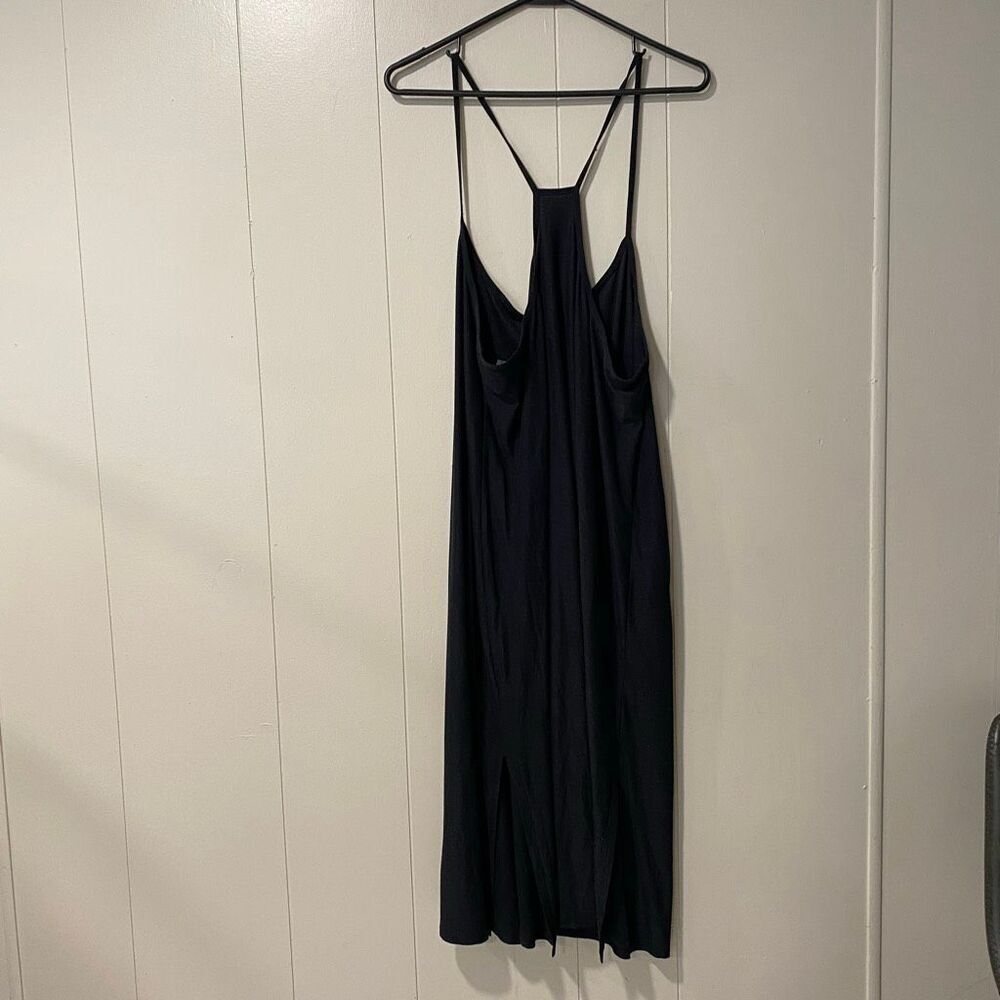 Beyond Yoga Black Racerback Midi Dress Size 1X Made in USA Stretchy Slip Dress - Picture 2 of 5